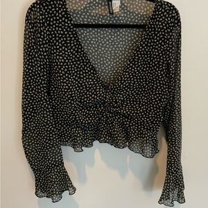 Floral Black Sheer Women's Top